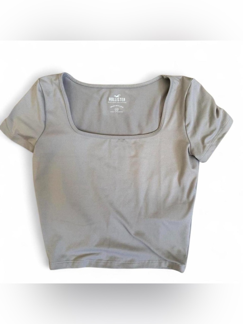 Hollister Women's Square Neck Crop Top in Gray
